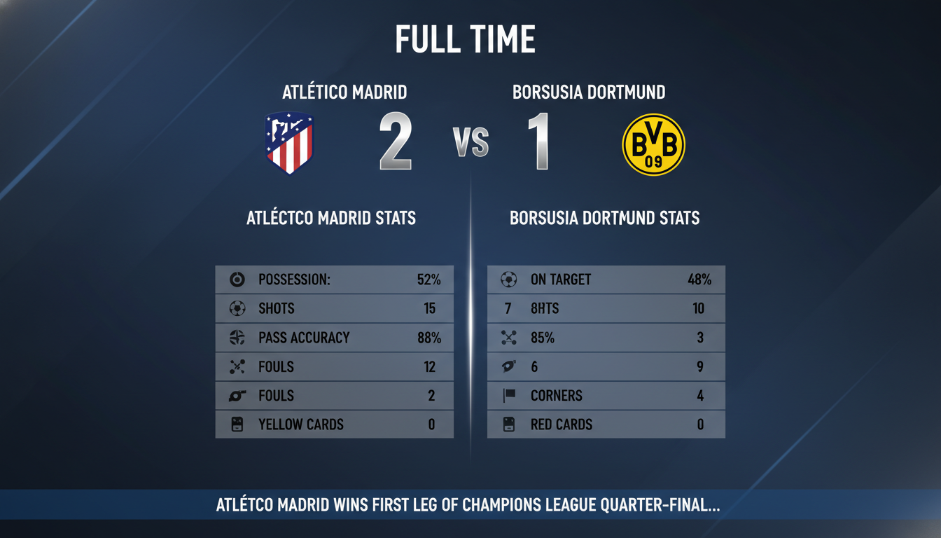 Kết quả trận đấu Kết quả Atletico Madrid vs Dortmund