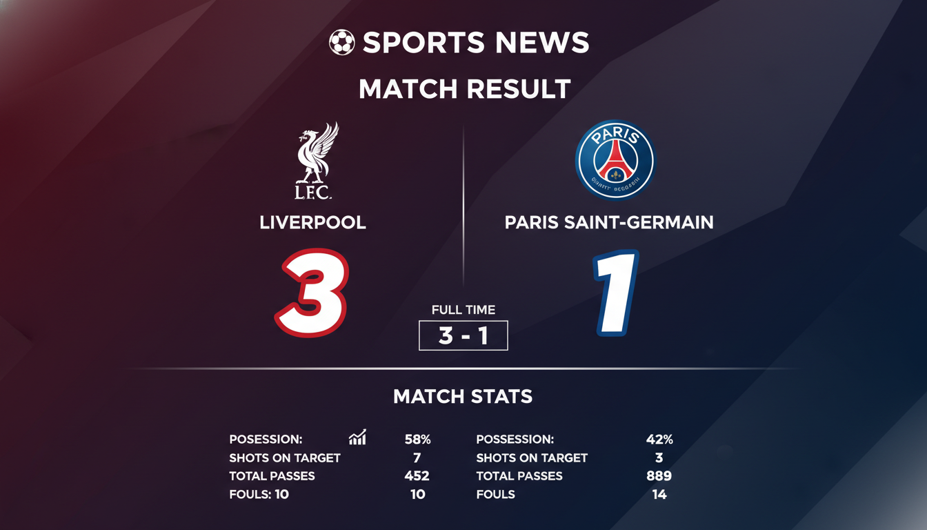 Kết quả trận đấu Kết quả Liverpool vs PSG